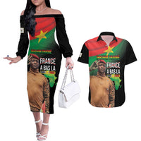 Traore Burkina Faso Couples Matching Off The Shoulder Long Sleeve Dress and Hawaiian Shirt A Bas La France - Afrique
