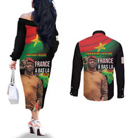 Traore Burkina Faso Couples Matching Off The Shoulder Long Sleeve Dress and Long Sleeve Button Shirt A Bas La France - Afrique