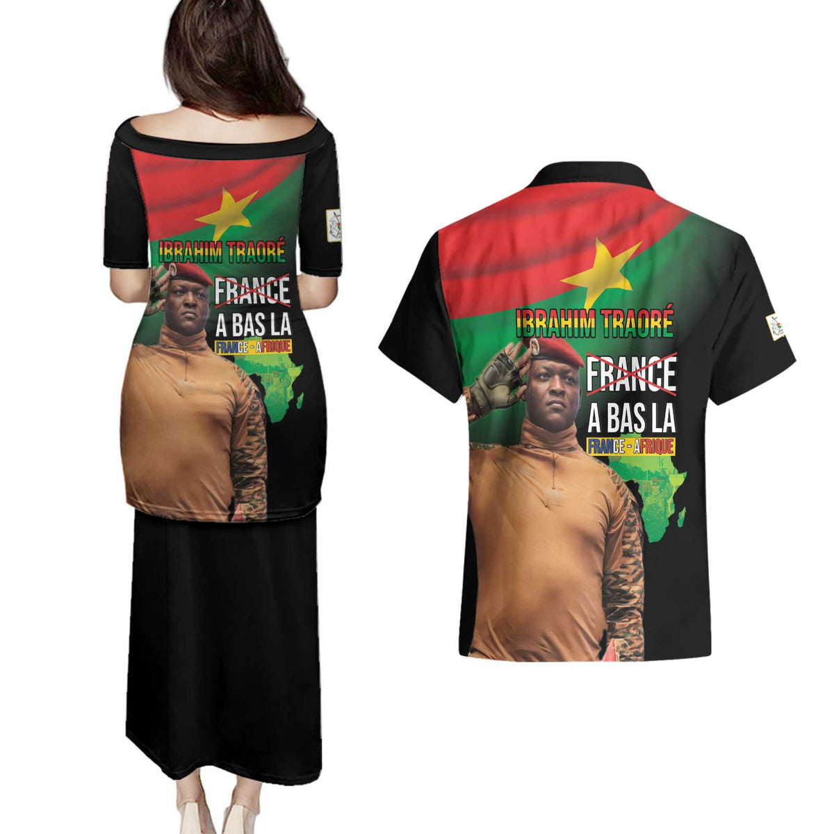 Traore Burkina Faso Couples Matching Puletasi and Hawaiian Shirt A Bas La France - Afrique