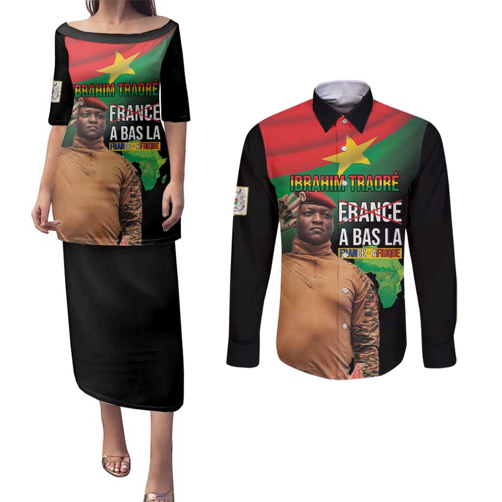 Traore Burkina Faso Couples Matching Puletasi and Long Sleeve Button Shirt A Bas La France - Afrique