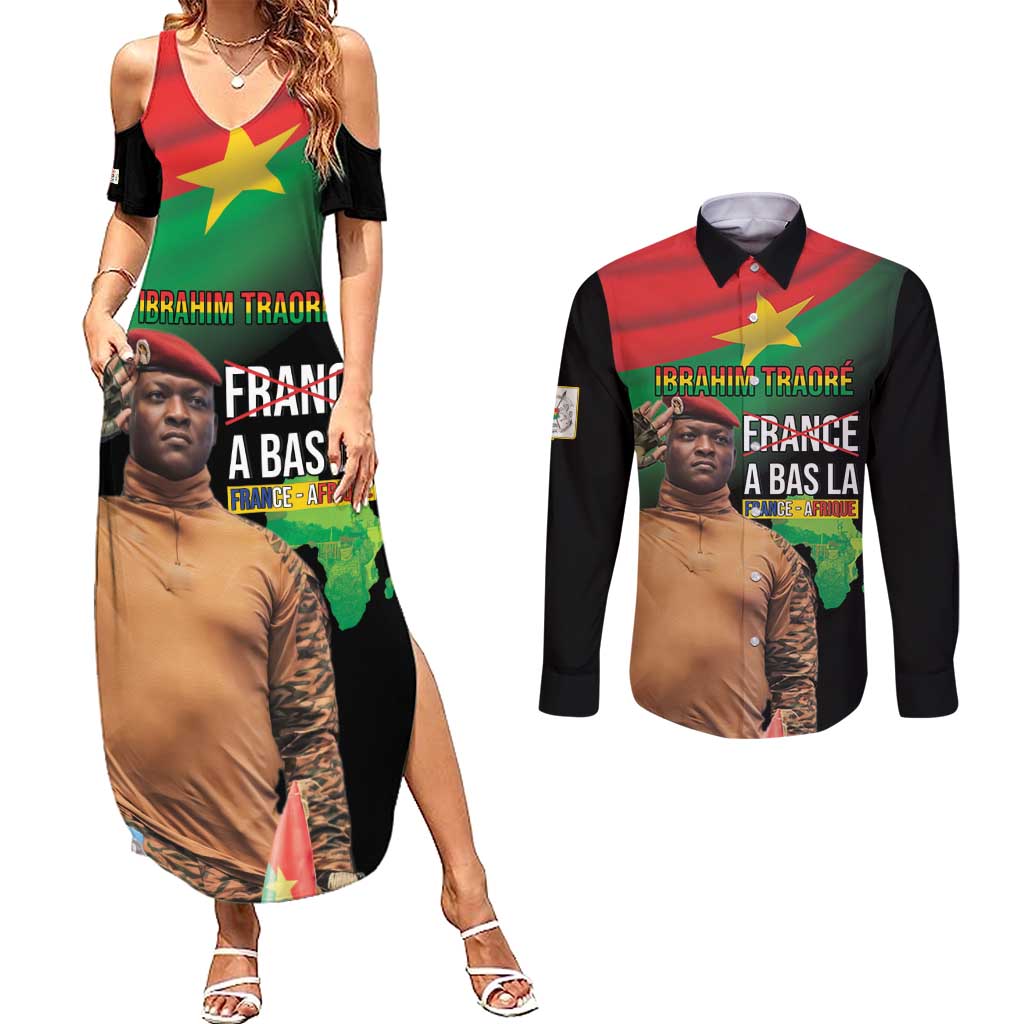 Traore Burkina Faso Couples Matching Summer Maxi Dress and Long Sleeve Button Shirt A Bas La France - Afrique
