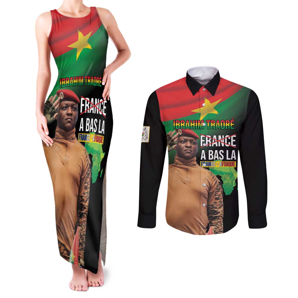 Traore Burkina Faso Couples Matching Tank Maxi Dress and Long Sleeve Button Shirt A Bas La France - Afrique
