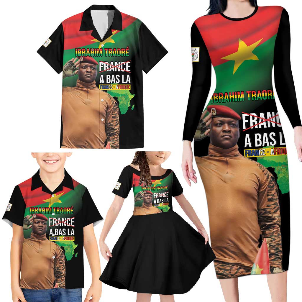 Traore Burkina Faso Family Matching Long Sleeve Bodycon Dress and Hawaiian Shirt A Bas La France - Afrique