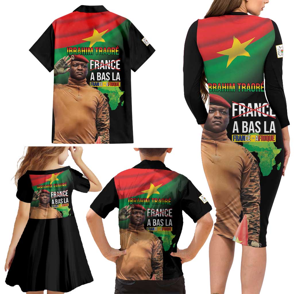 Traore Burkina Faso Family Matching Long Sleeve Bodycon Dress and Hawaiian Shirt A Bas La France - Afrique