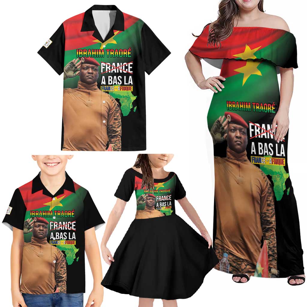 Traore Burkina Faso Family Matching Off Shoulder Maxi Dress and Hawaiian Shirt A Bas La France - Afrique