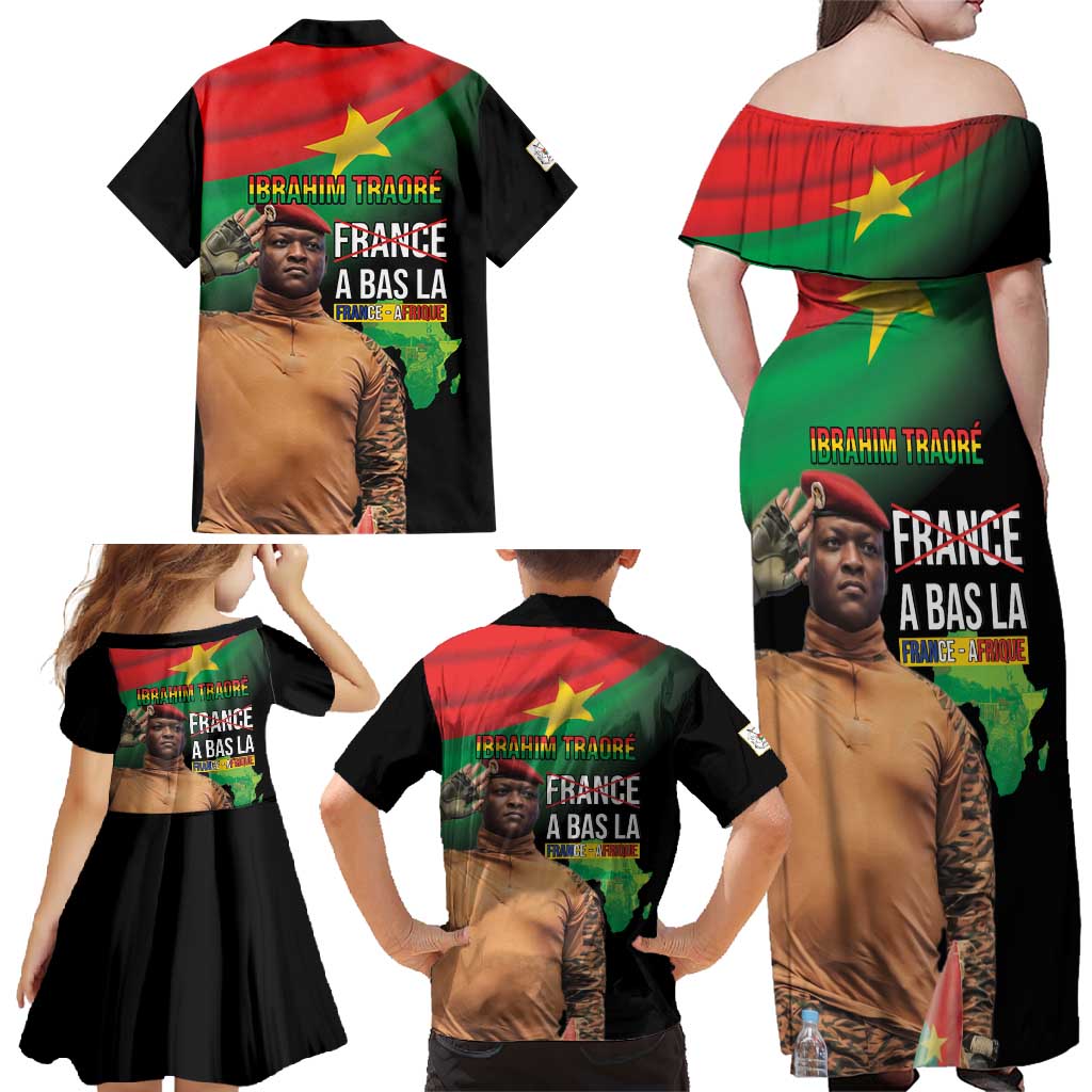 Traore Burkina Faso Family Matching Off Shoulder Maxi Dress and Hawaiian Shirt A Bas La France - Afrique