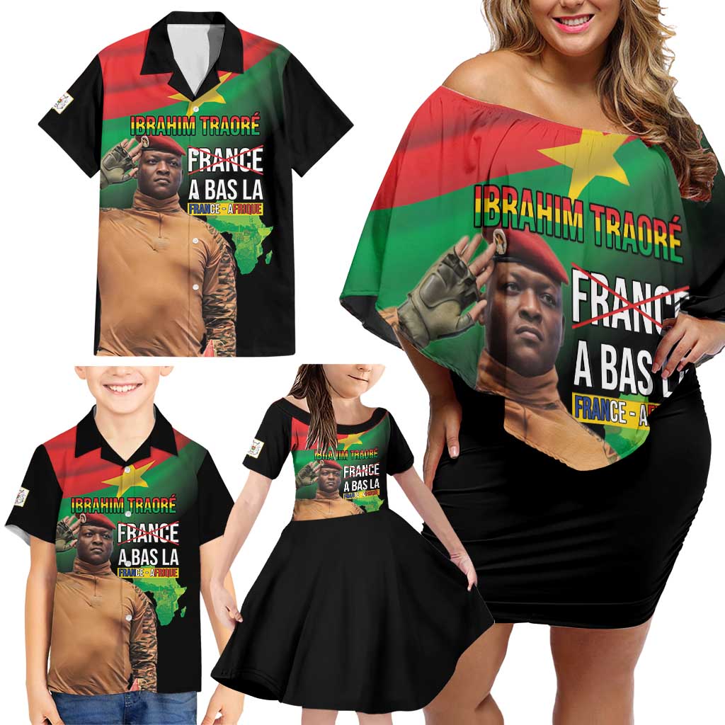 Traore Burkina Faso Family Matching Off Shoulder Short Dress and Hawaiian Shirt A Bas La France - Afrique