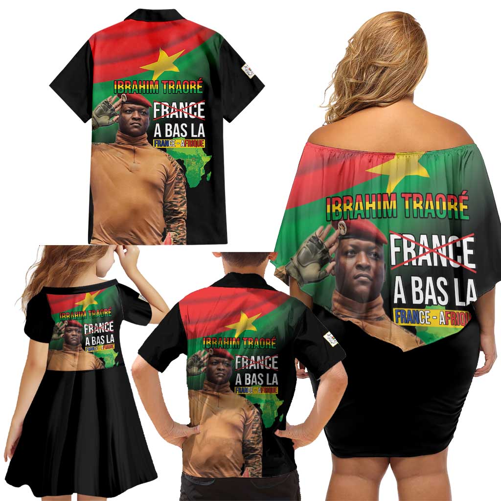 Traore Burkina Faso Family Matching Off Shoulder Short Dress and Hawaiian Shirt A Bas La France - Afrique