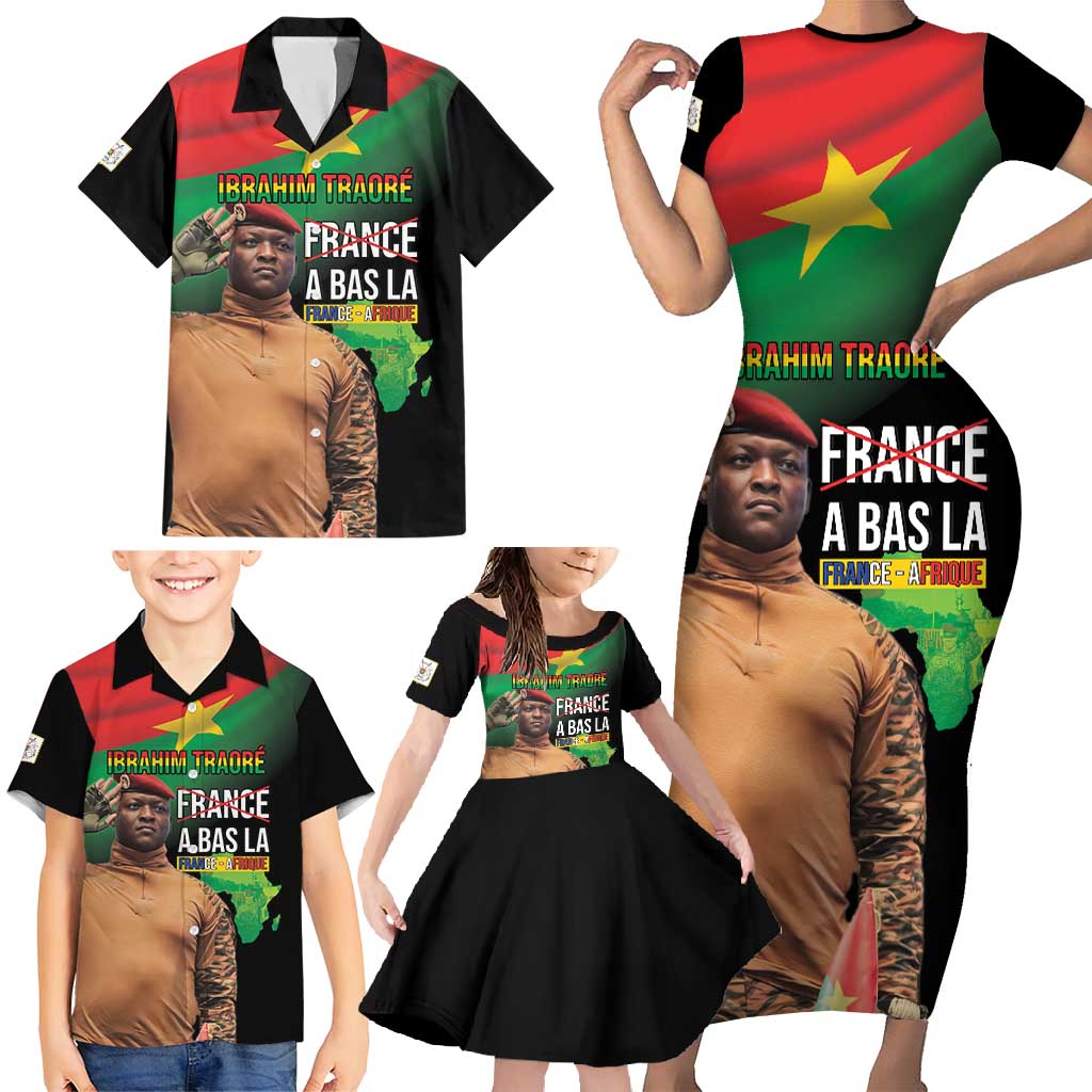 Traore Burkina Faso Family Matching Short Sleeve Bodycon Dress and Hawaiian Shirt A Bas La France - Afrique