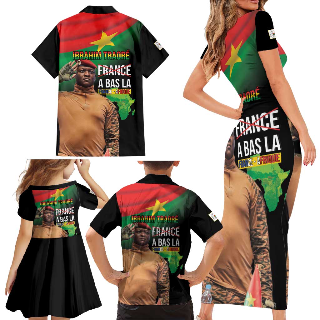 Traore Burkina Faso Family Matching Short Sleeve Bodycon Dress and Hawaiian Shirt A Bas La France - Afrique