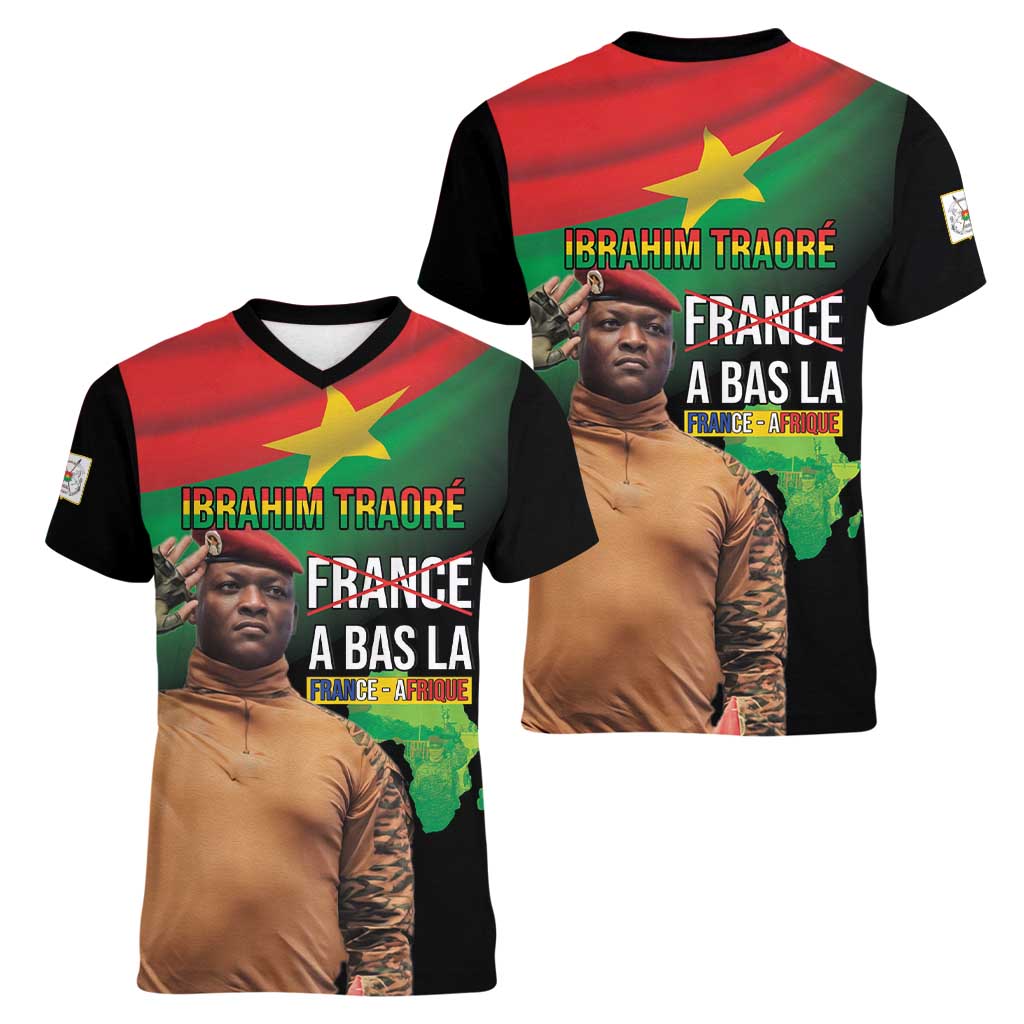 Traore Burkina Faso Women V-Neck T-Shirt A Bas La France - Afrique