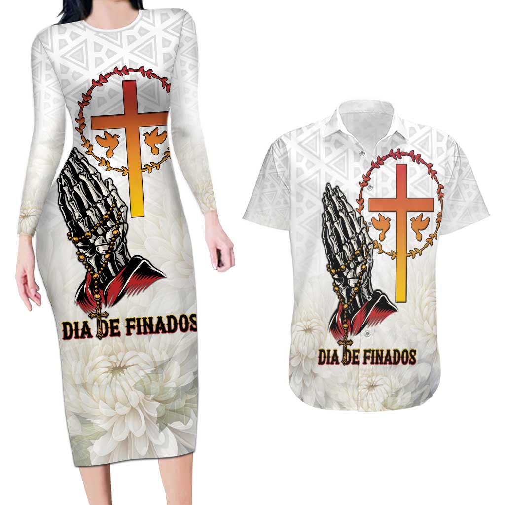 Angola All Souls Day Couples Matching Long Sleeve Bodycon Dress and Hawaiian Shirt Together in Remembrance - Wonder Print Shop