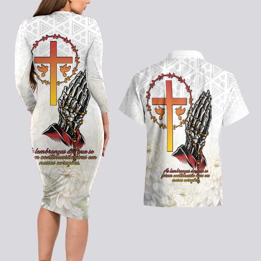 Angola All Souls Day Couples Matching Long Sleeve Bodycon Dress and Hawaiian Shirt Together in Remembrance - Wonder Print Shop