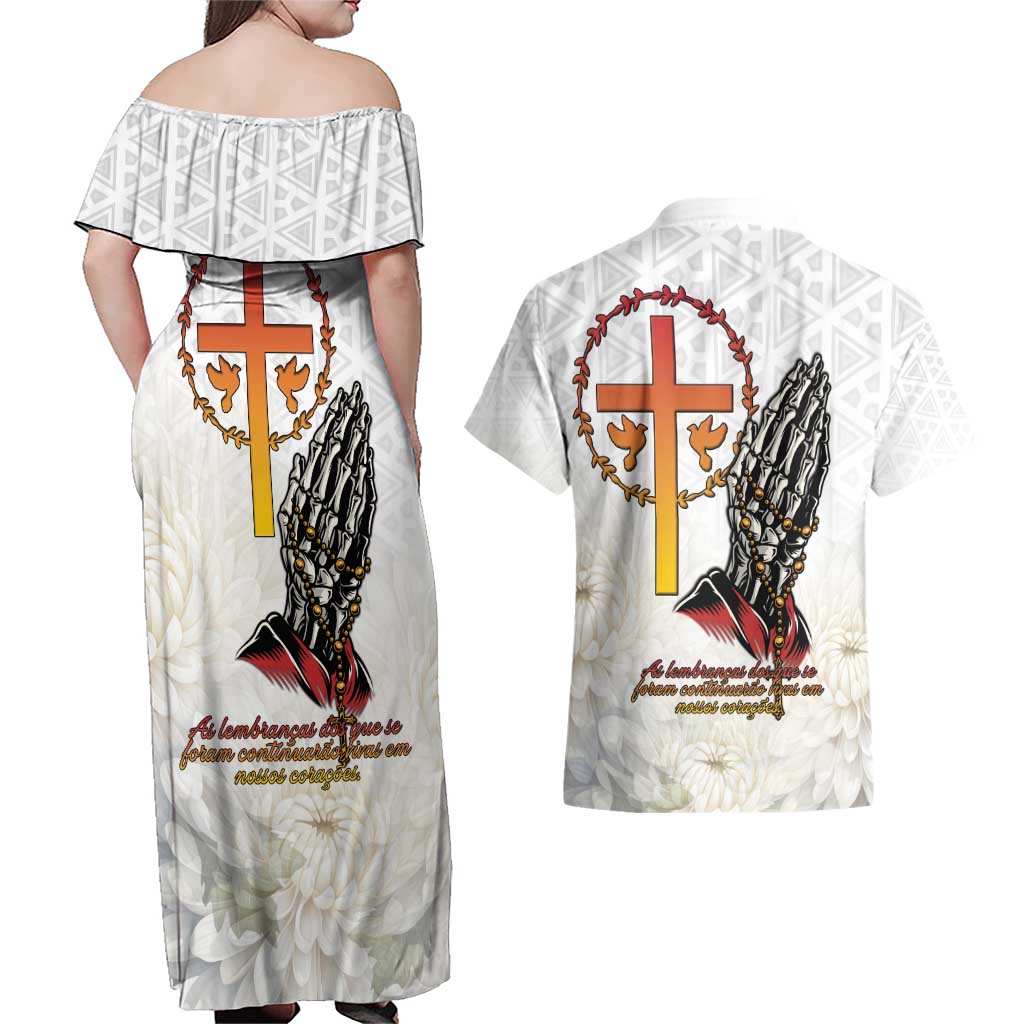 Angola All Souls Day Couples Matching Off Shoulder Maxi Dress and Hawaiian Shirt Together in Remembrance - Wonder Print Shop