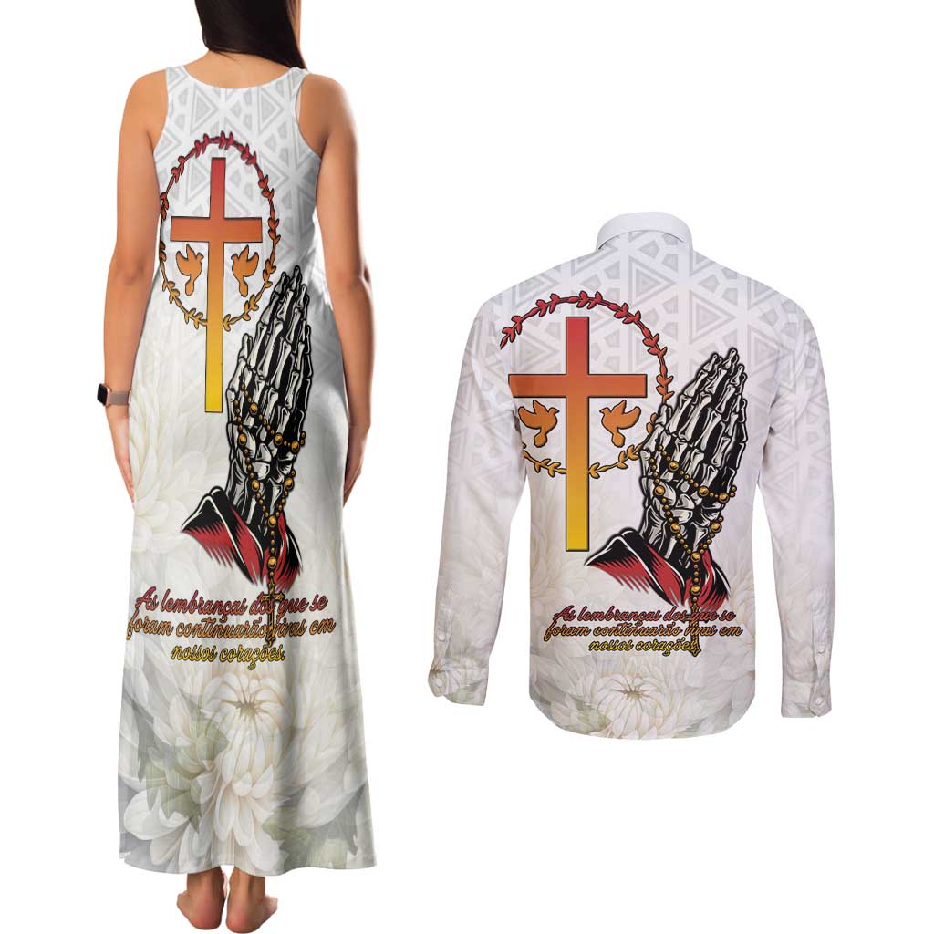 Angola All Souls Day Couples Matching Tank Maxi Dress and Long Sleeve Button Shirt Together in Remembrance - Wonder Print Shop
