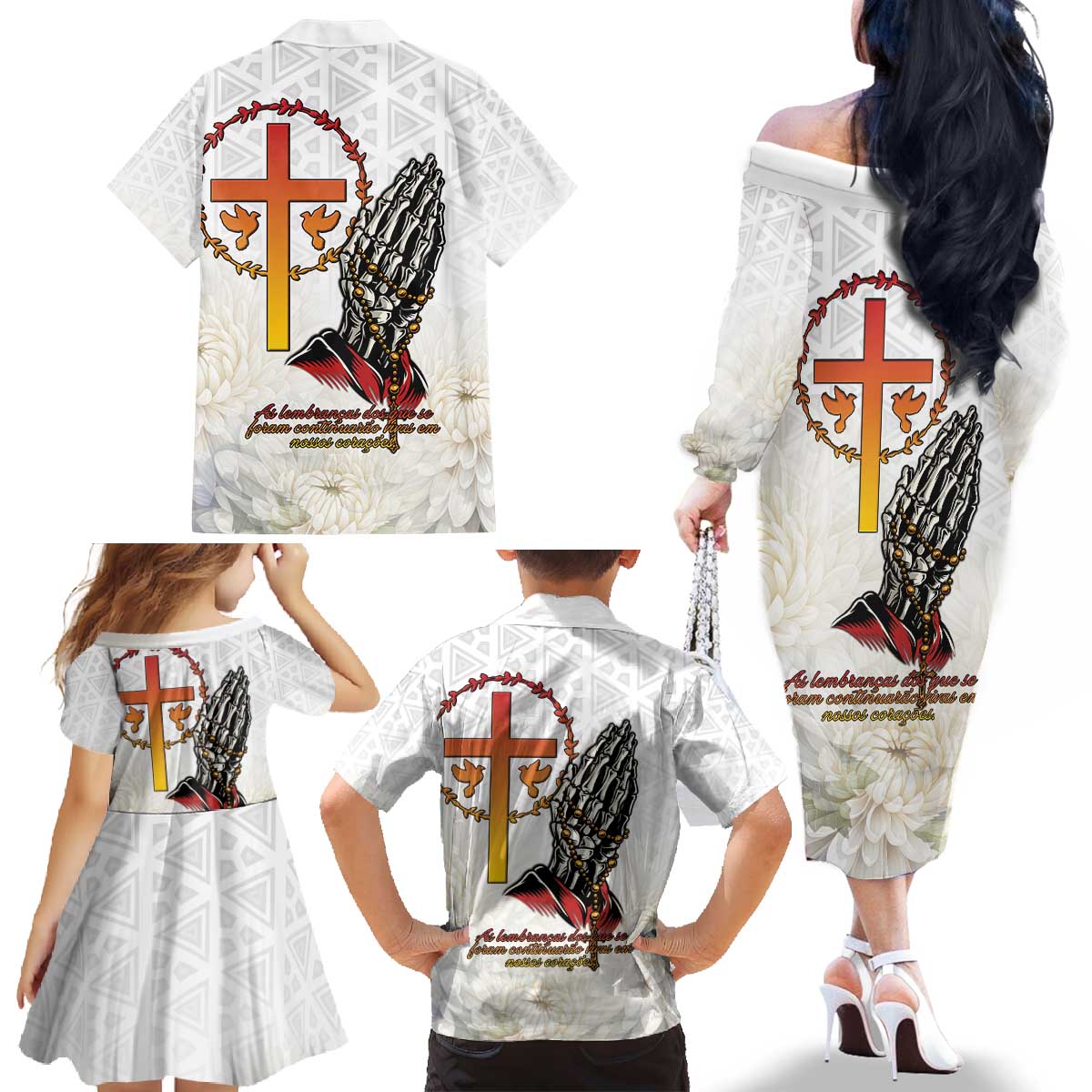 Angola All Souls Day Family Matching Off The Shoulder Long Sleeve Dress and Hawaiian Shirt Together in Remembrance - Wonder Print Shop