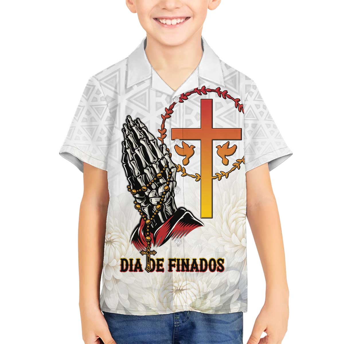 Angola All Souls Day Family Matching Off The Shoulder Long Sleeve Dress and Hawaiian Shirt Together in Remembrance - Wonder Print Shop