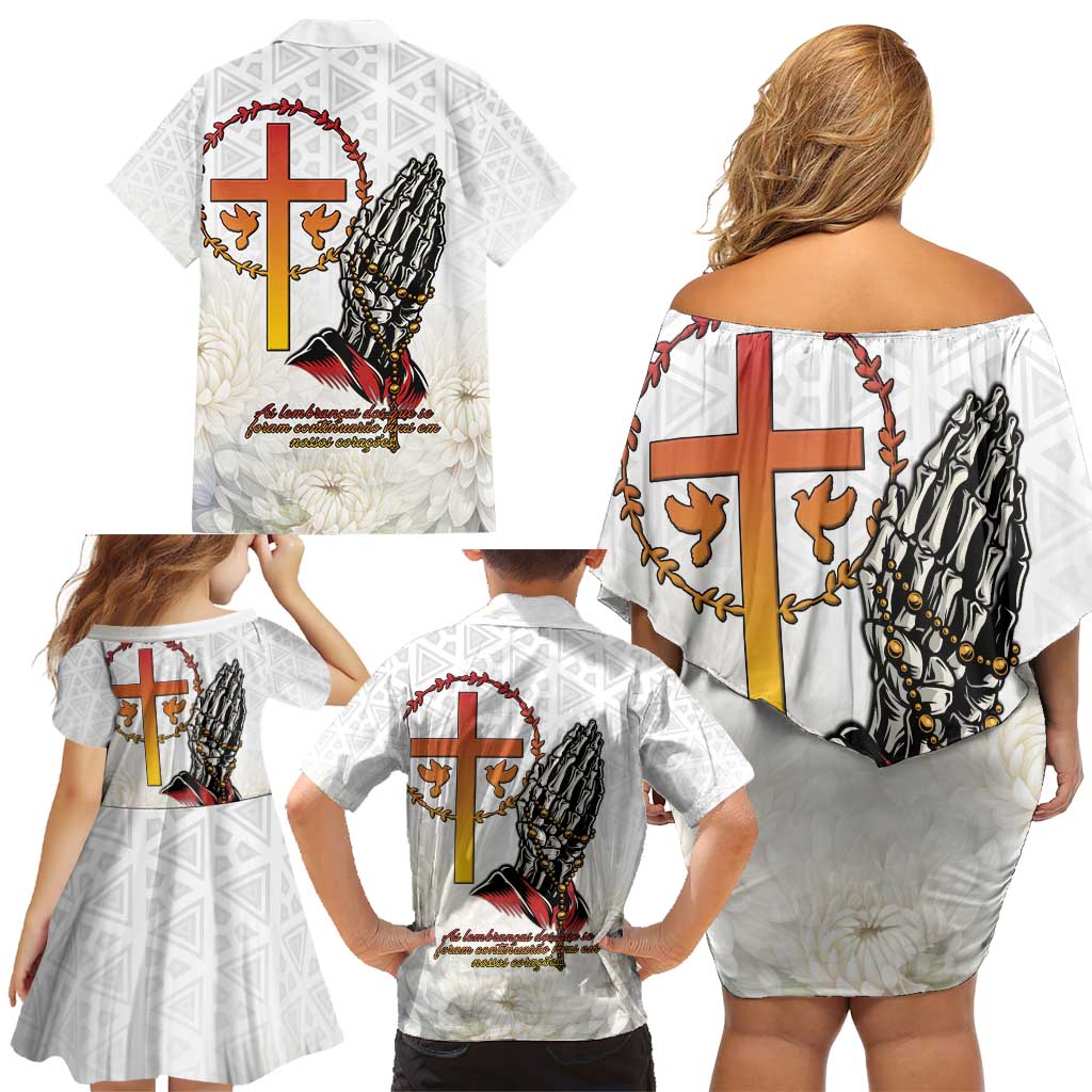 Angola All Souls Day Family Matching Off Shoulder Short Dress and Hawaiian Shirt Together in Remembrance - Wonder Print Shop