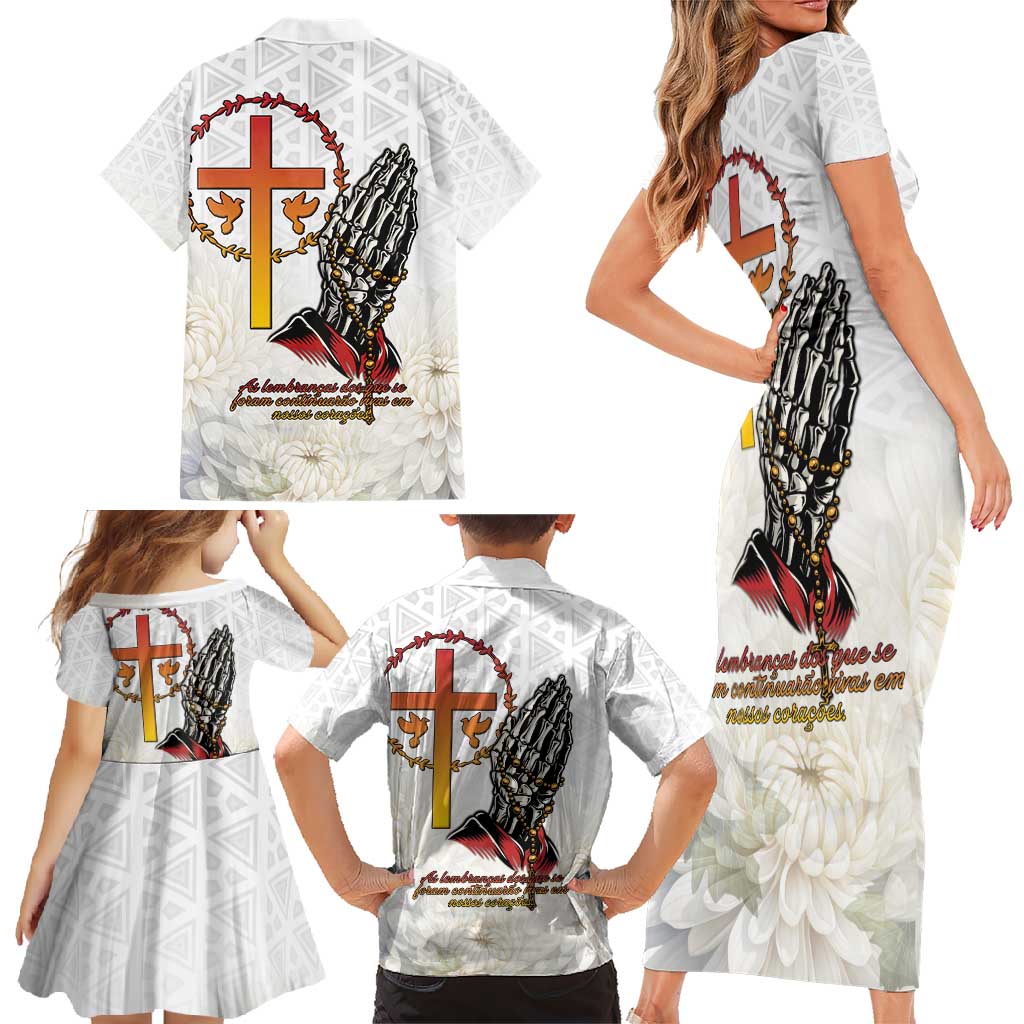 Angola All Souls Day Family Matching Short Sleeve Bodycon Dress and Hawaiian Shirt Together in Remembrance - Wonder Print Shop