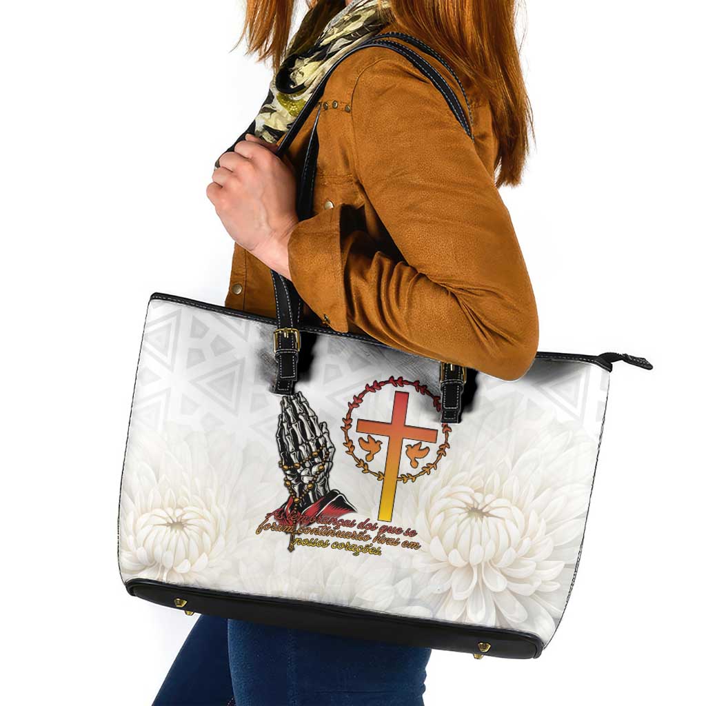 Angola All Souls Day Leather Tote Bag Together in Remembrance - Wonder Print Shop