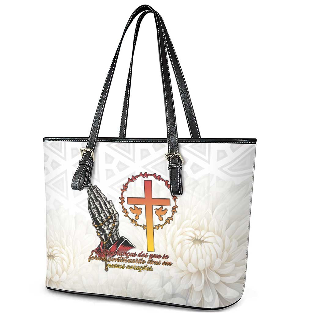 Angola All Souls Day Leather Tote Bag Together in Remembrance - Wonder Print Shop