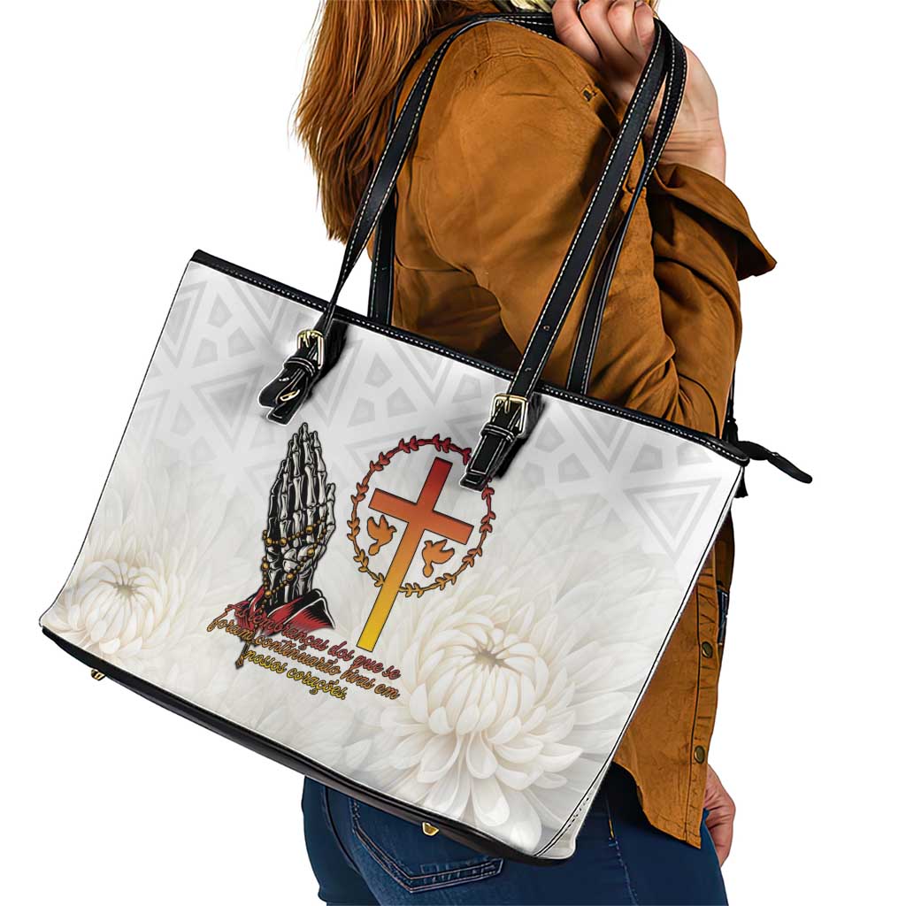 Angola All Souls Day Leather Tote Bag Together in Remembrance - Wonder Print Shop