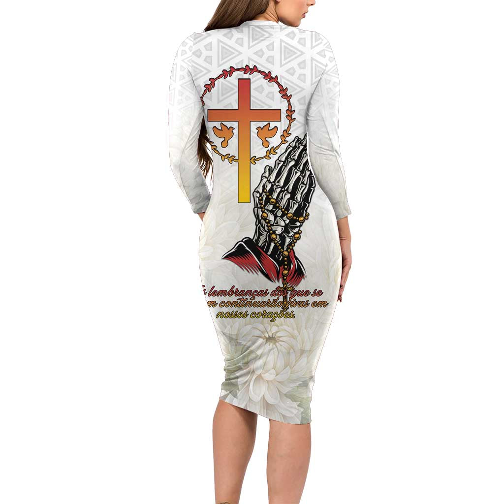 Angola All Souls Day Long Sleeve Bodycon Dress Together in Remembrance - Wonder Print Shop