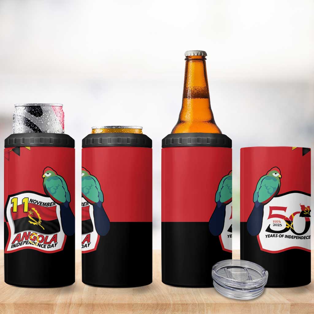 Happy Angola 4 in 1 Can Cooler Tumbler 50 Years of Independence - Wonder Print Shop