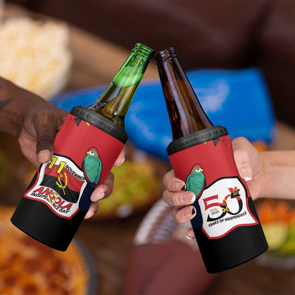 Happy Angola 4 in 1 Can Cooler Tumbler 50 Years of Independence - Wonder Print Shop