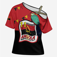 Happy Angola Cross Shoulder Shirt 50 Years of Independence - Wonder Print Shop