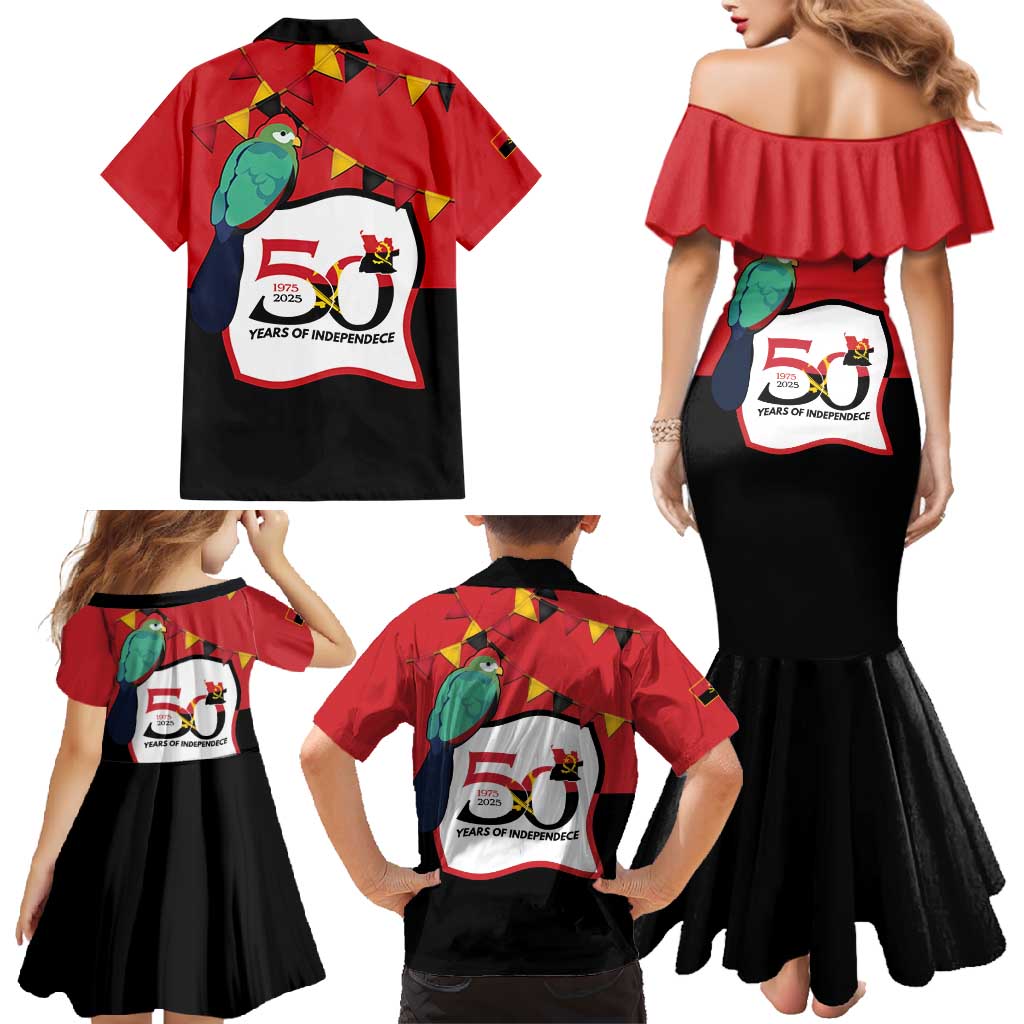 Happy Angola Family Matching Mermaid Dress and Hawaiian Shirt 50 Years of Independence - Wonder Print Shop