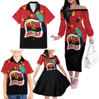Happy Angola Family Matching Off The Shoulder Long Sleeve Dress and Hawaiian Shirt 50 Years of Independence - Wonder Print Shop