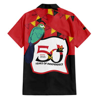Happy Angola Family Matching Off The Shoulder Long Sleeve Dress and Hawaiian Shirt 50 Years of Independence - Wonder Print Shop