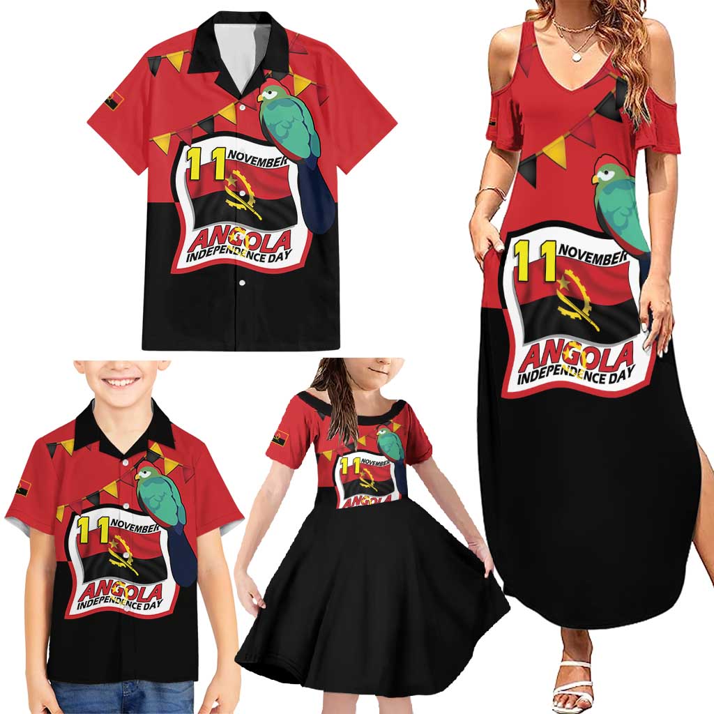 Happy Angola Family Matching Summer Maxi Dress and Hawaiian Shirt 50 Years of Independence - Wonder Print Shop