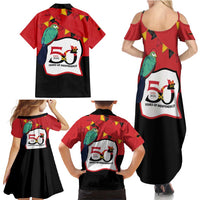Happy Angola Family Matching Summer Maxi Dress and Hawaiian Shirt 50 Years of Independence - Wonder Print Shop