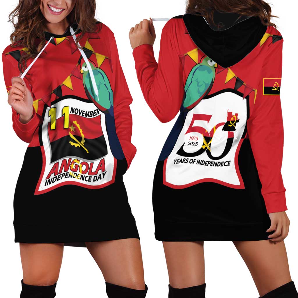 Happy Angola Hoodie Dress 50 Years of Independence - Wonder Print Shop