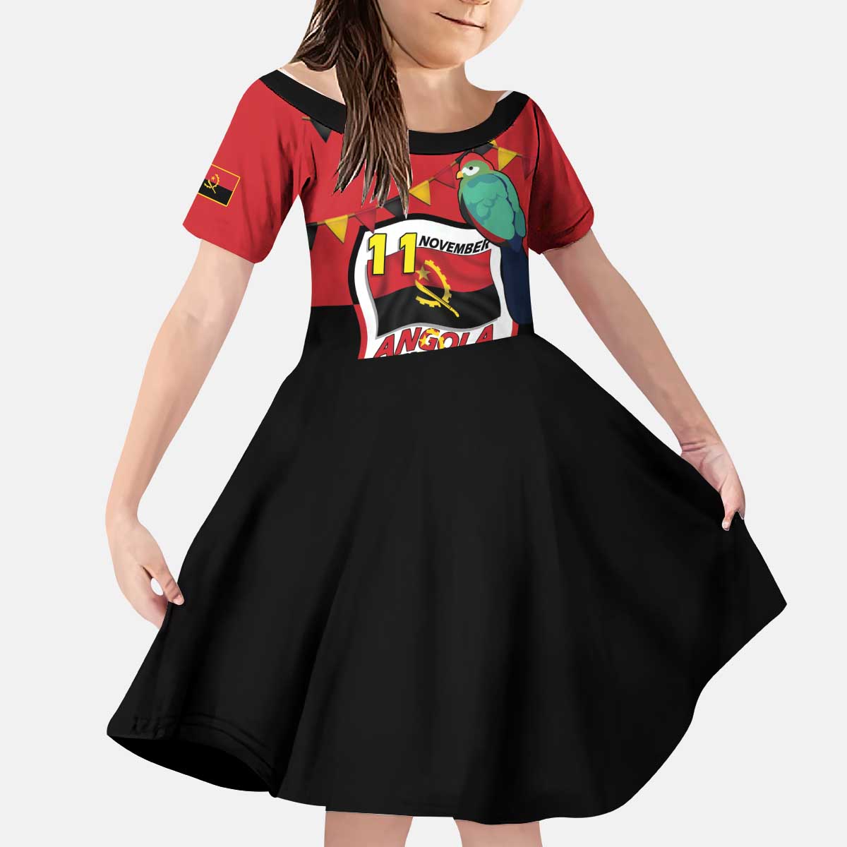 Happy Angola Kid Short Sleeve Dress 50 Years of Independence - Wonder Print Shop
