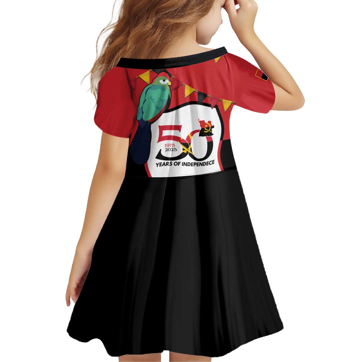 Happy Angola Kid Short Sleeve Dress 50 Years of Independence - Wonder Print Shop