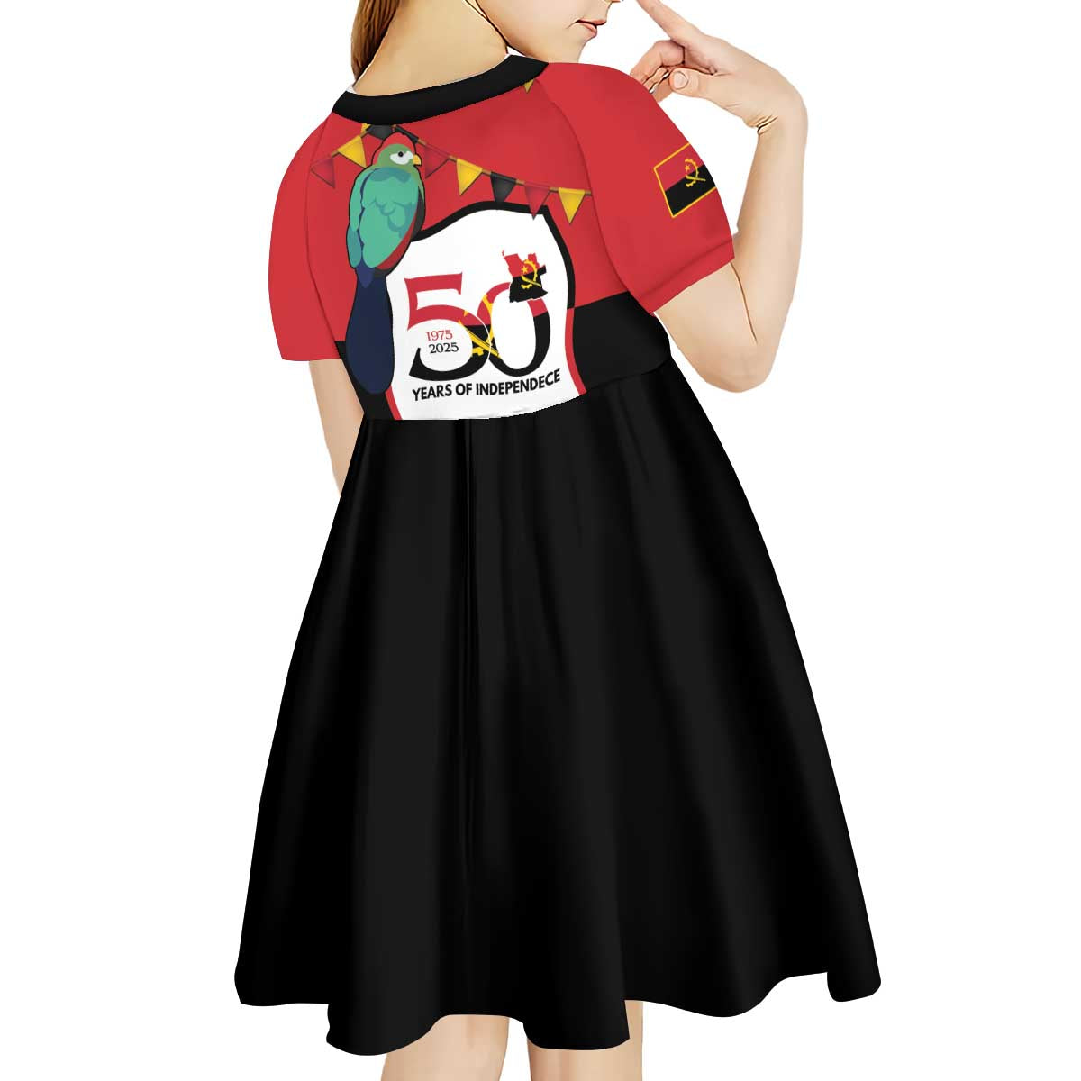 Happy Angola Kid Short Sleeve Dress 50 Years of Independence - Wonder Print Shop