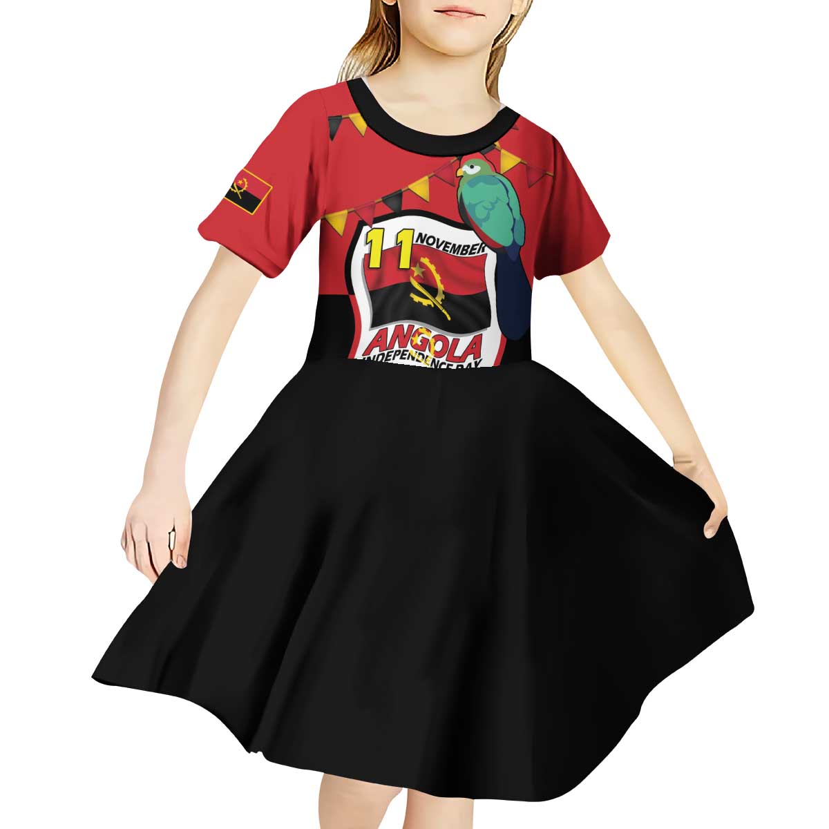 Happy Angola Kid Short Sleeve Dress 50 Years of Independence - Wonder Print Shop