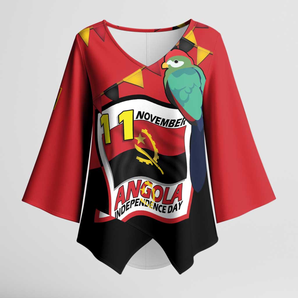 Happy Angola Kimono Sleeve Blouse 50 Years of Independence - Wonder Print Shop