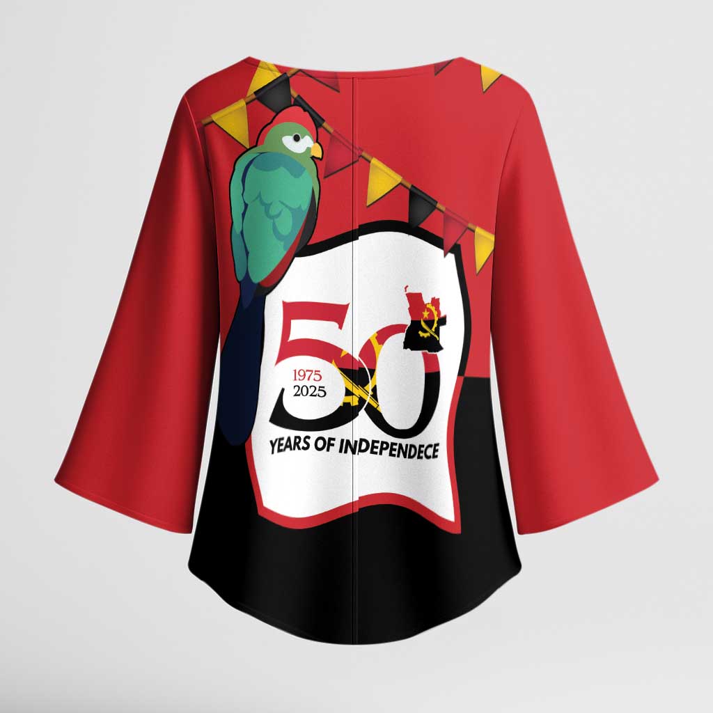 Happy Angola Kimono Sleeve Blouse 50 Years of Independence - Wonder Print Shop