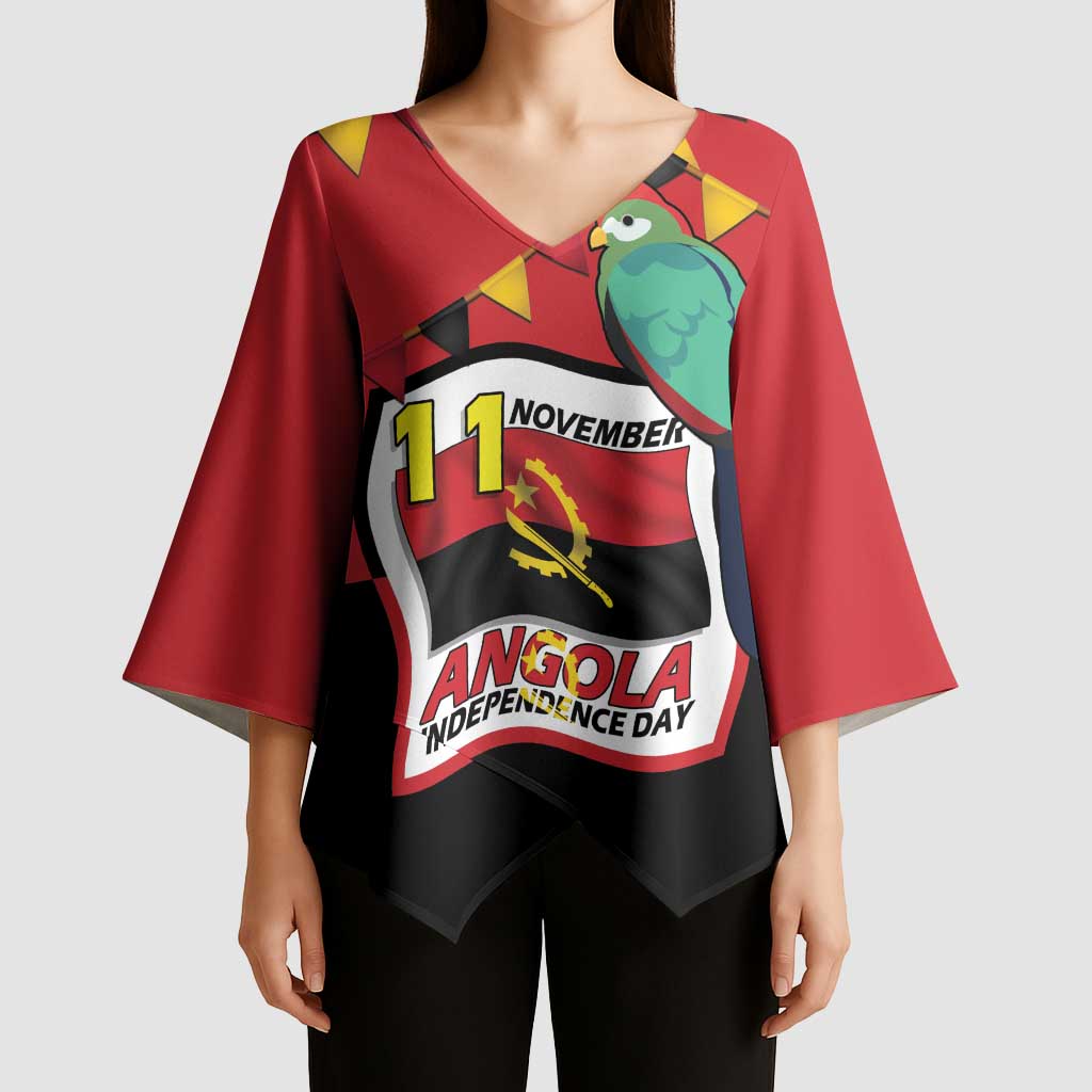 Happy Angola Kimono Sleeve Blouse 50 Years of Independence - Wonder Print Shop
