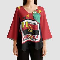 Happy Angola Kimono Sleeve Blouse 50 Years of Independence - Wonder Print Shop