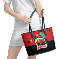 Happy Angola Leather Tote Bag 50 Years of Independence - Wonder Print Shop