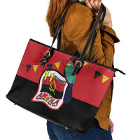 Happy Angola Leather Tote Bag 50 Years of Independence - Wonder Print Shop