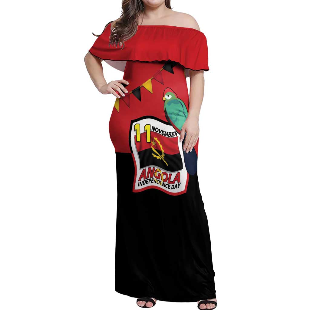 Happy Angola Off Shoulder Maxi Dress 50 Years of Independence - Wonder Print Shop