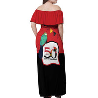 Happy Angola Off Shoulder Maxi Dress 50 Years of Independence - Wonder Print Shop