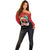 Happy Angola Off Shoulder Sweater 50 Years of Independence - Wonder Print Shop