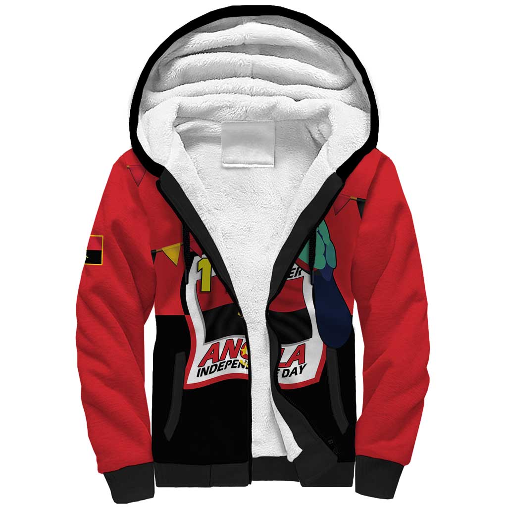 Happy Angola Sherpa Hoodie 50 Years of Independence - Wonder Print Shop